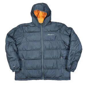 Eddie Bauer EB650 Wide Channel Down Puffer Hooded Jacket Blue Size XXL